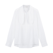 (W) Maison Kitsune Scarf L/S Blouse With Gathering Details In Cotton White