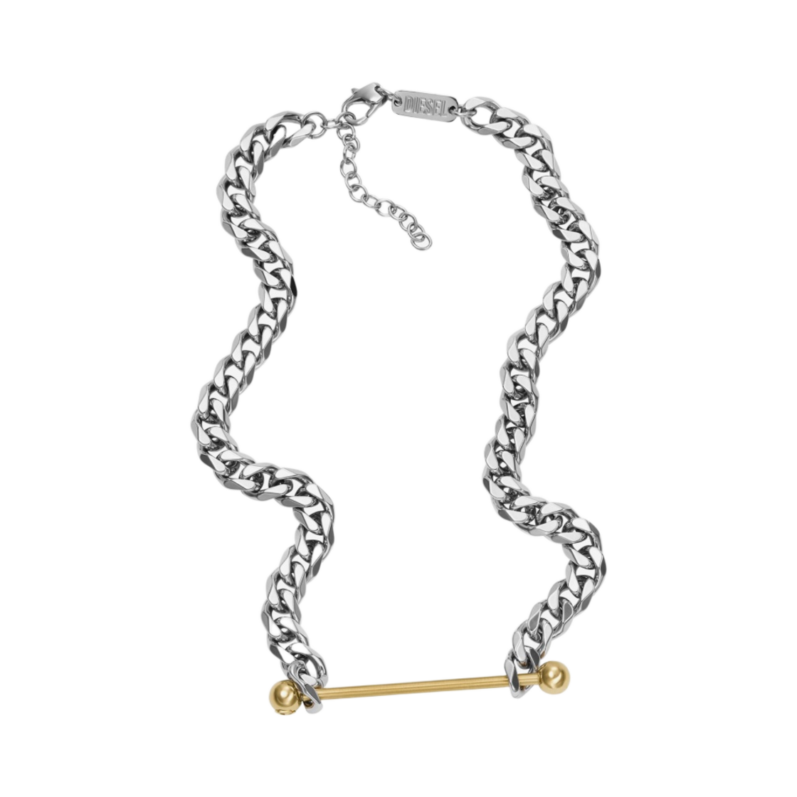 DX140800DJW-01 Diesel Dx1408 Two-Tone Stainless Steel Chain Necklace Silver