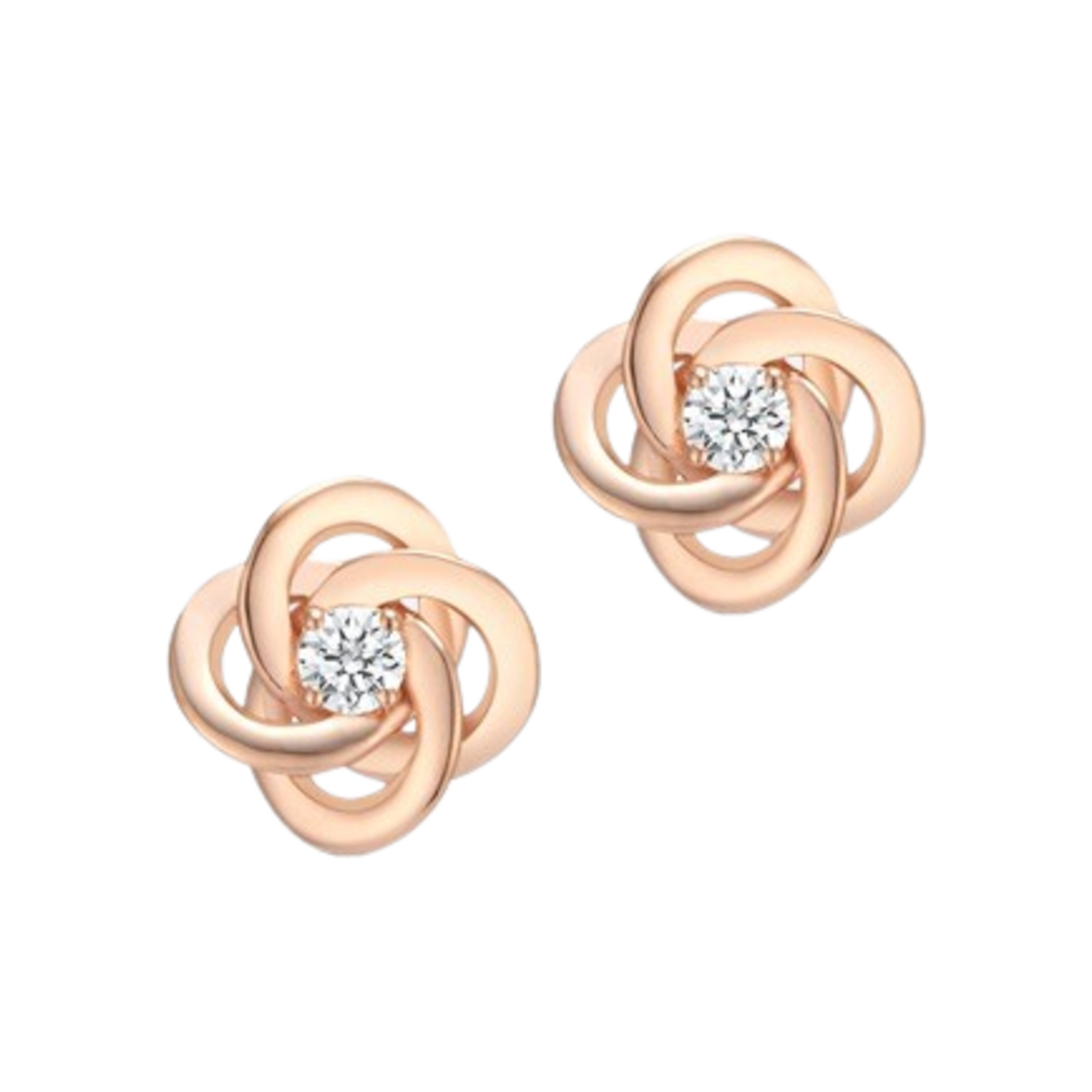 미꼬 우먼 로제 멜리 다이아몬드 이어링 핑크 골드(Miko Women Rose Melee Diamond Earring Pink Gold)