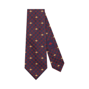 Gucci GG Bees Silk Tie Navy