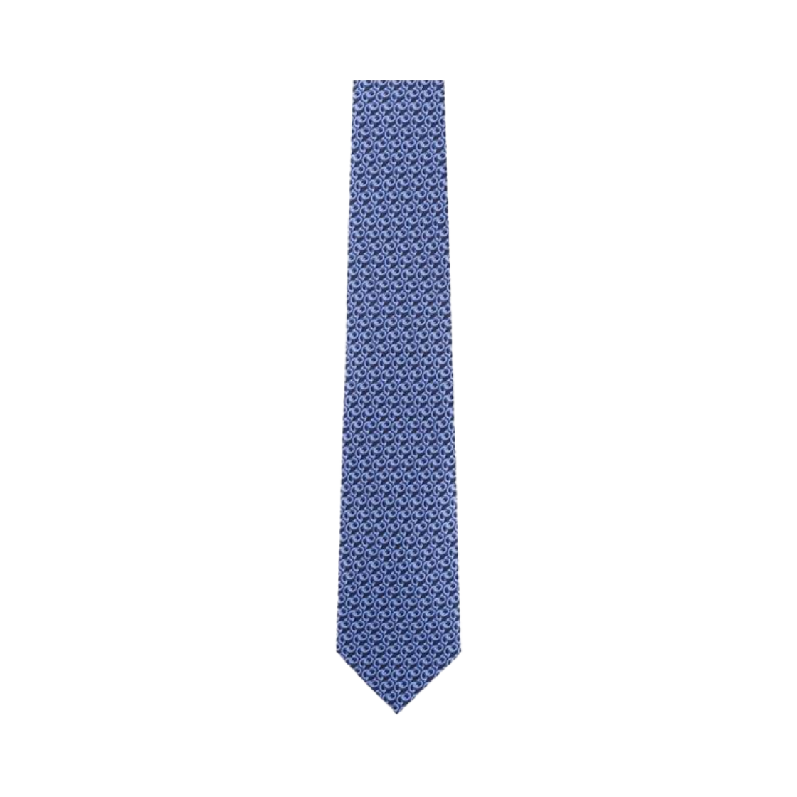 350727-754907 Ferragamo Gancini Pattern Silk Tie Blue