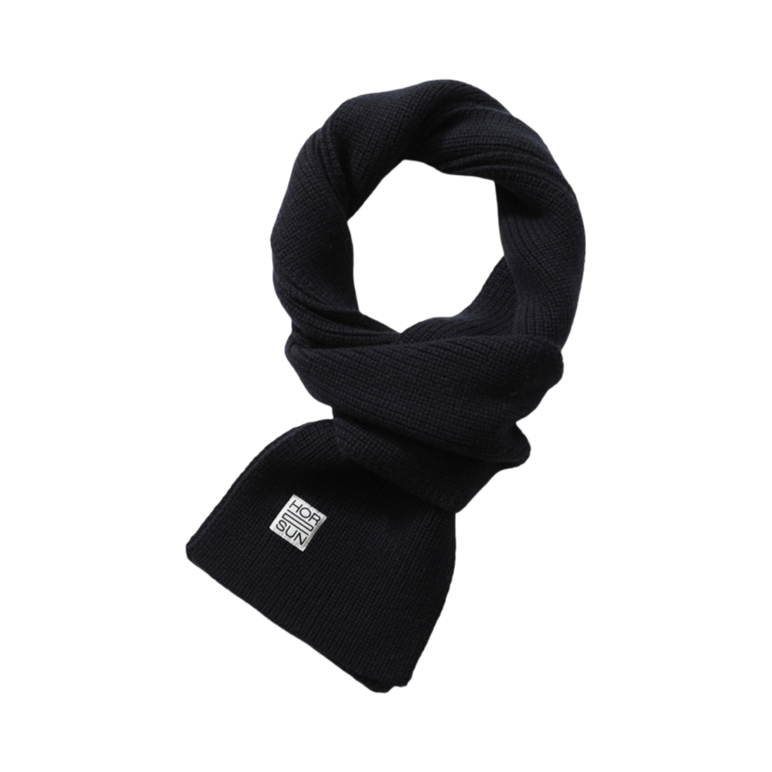 홀리선 스키프 슈퍼파인 울 니트 립 머플러 미드나잇(Horlisun Skiff Superfine Wool Knit Rib Muffler Midnight)