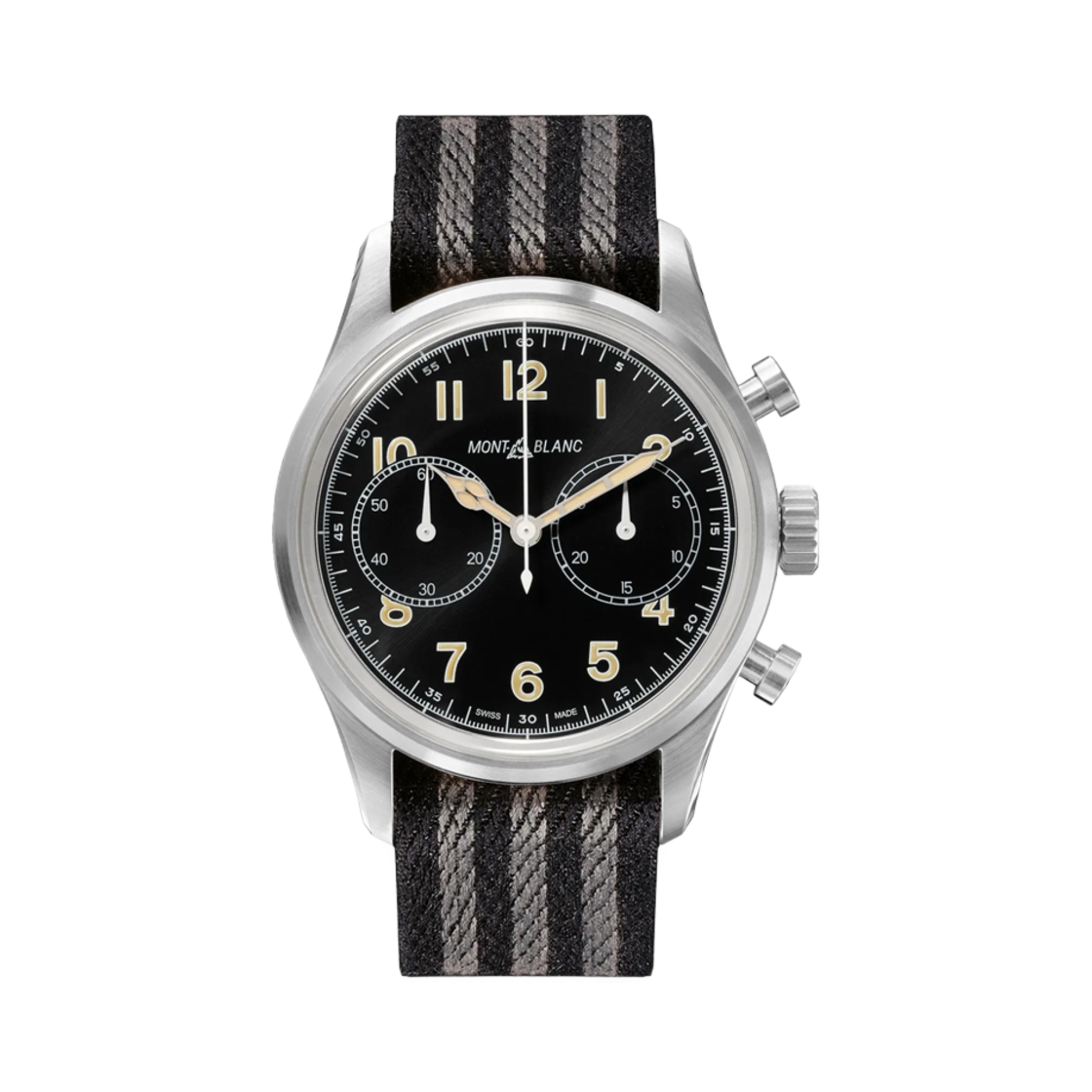 몽블랑 1858 오토매틱 크로노그래프 42mm 스테인리스 스틸 텍스타일 블랙 그레이(Montblanc 1858 Automatic Chronograph 42mm Stainless Steel Textile Black Gray)