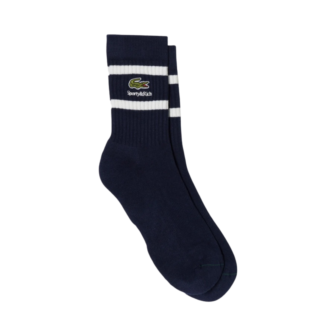 스포티 앤 리치 x 라코스테 립드 스트라이프 삭스 화이트 네이비 블루 (2개 세트)(Sporty & Rich x Lacoste Ribbed Striped Socks White Navy Blue (Set of 2)) - 2