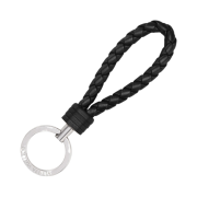 Bottega Veneta Leather Keyring Black