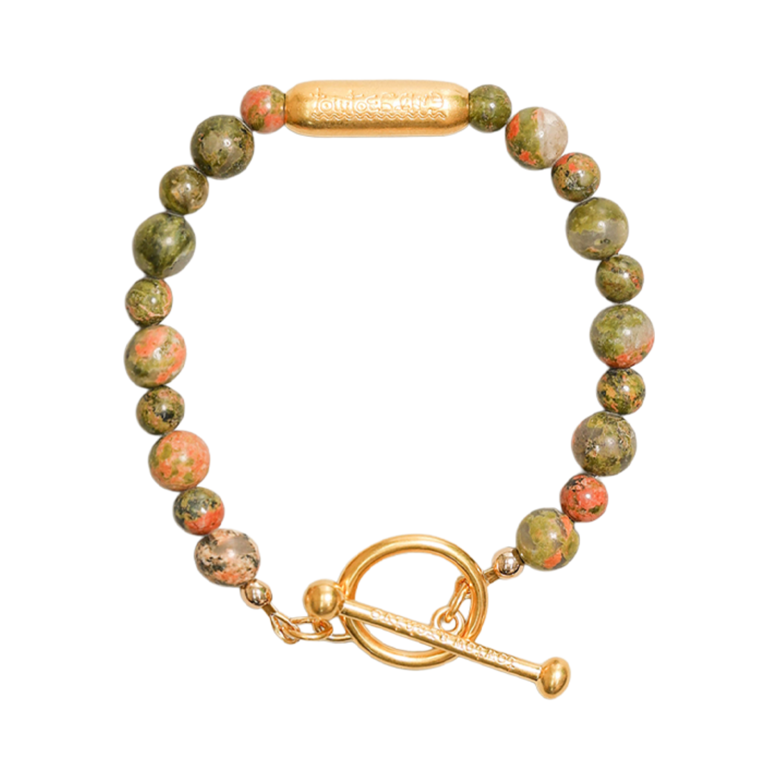 TBH52ABMB013GN TOWTOW.ARCHIVE Pill Logo Symbol Bracelet Unakite Green
