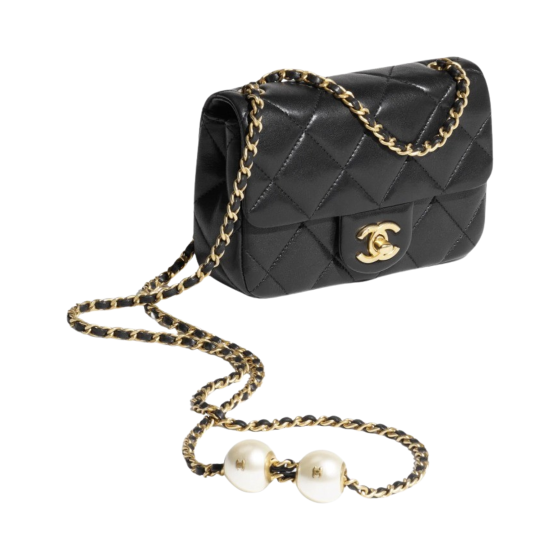 샤넬 미니 플랩백 램스킨 판타지 펄 & 골드 메탈 블랙(Chanel Mini Flap Bag Lambskin Fantasy Pearls & Gold Black) - 2