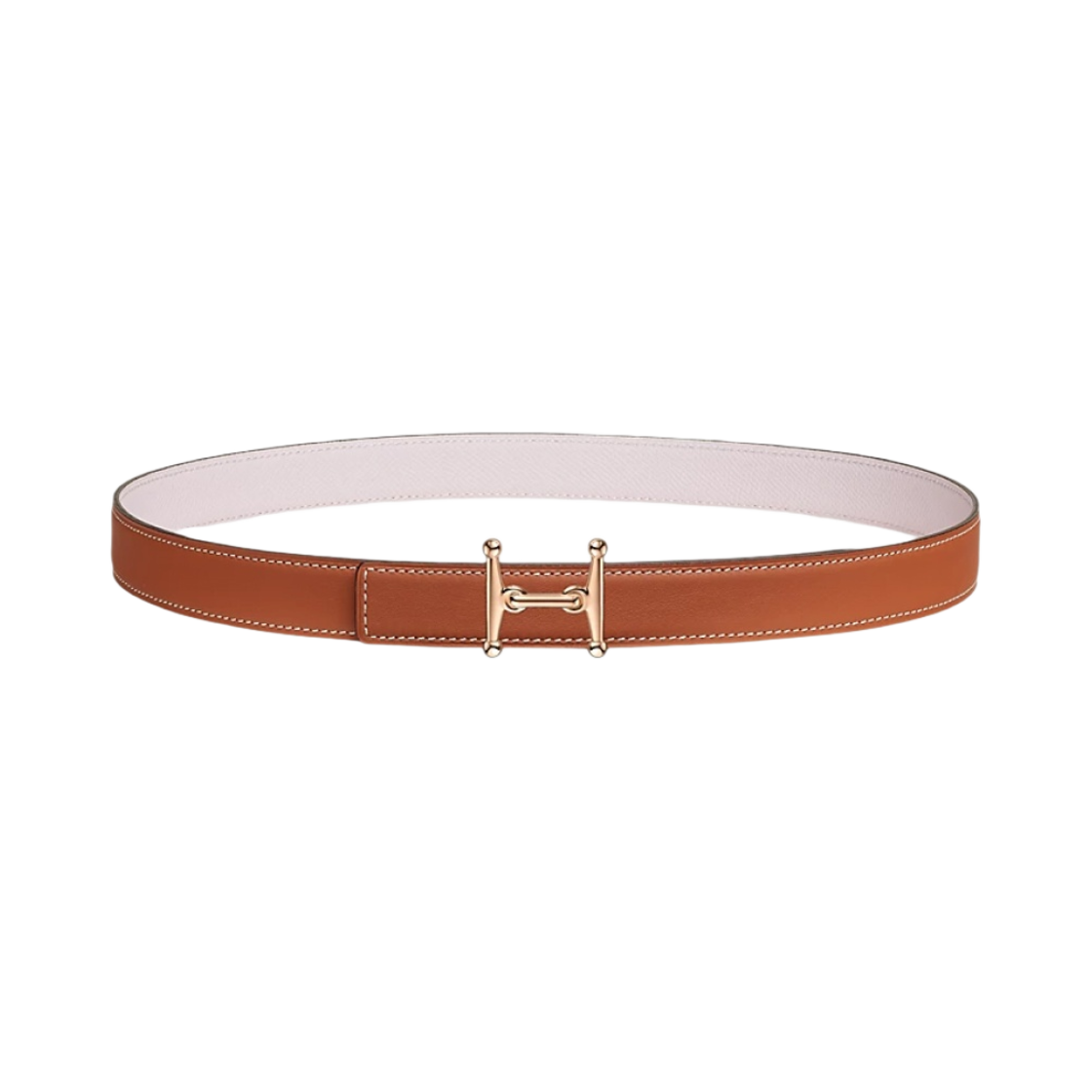(W) 에르메스 모스 H 벨트 버클 & 리버서블 가죽 스트랩 24mm & 핑크 골드 골드 모브 빨((W) Hermes Mors H Belt Buckle & Reversible Leather Strap 24mm & Pink Gold Gold Mauve Pale) - 1