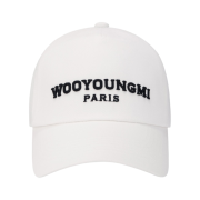 Wooyoungmi Black Embroidered Logo Ball Cap White - 22SS