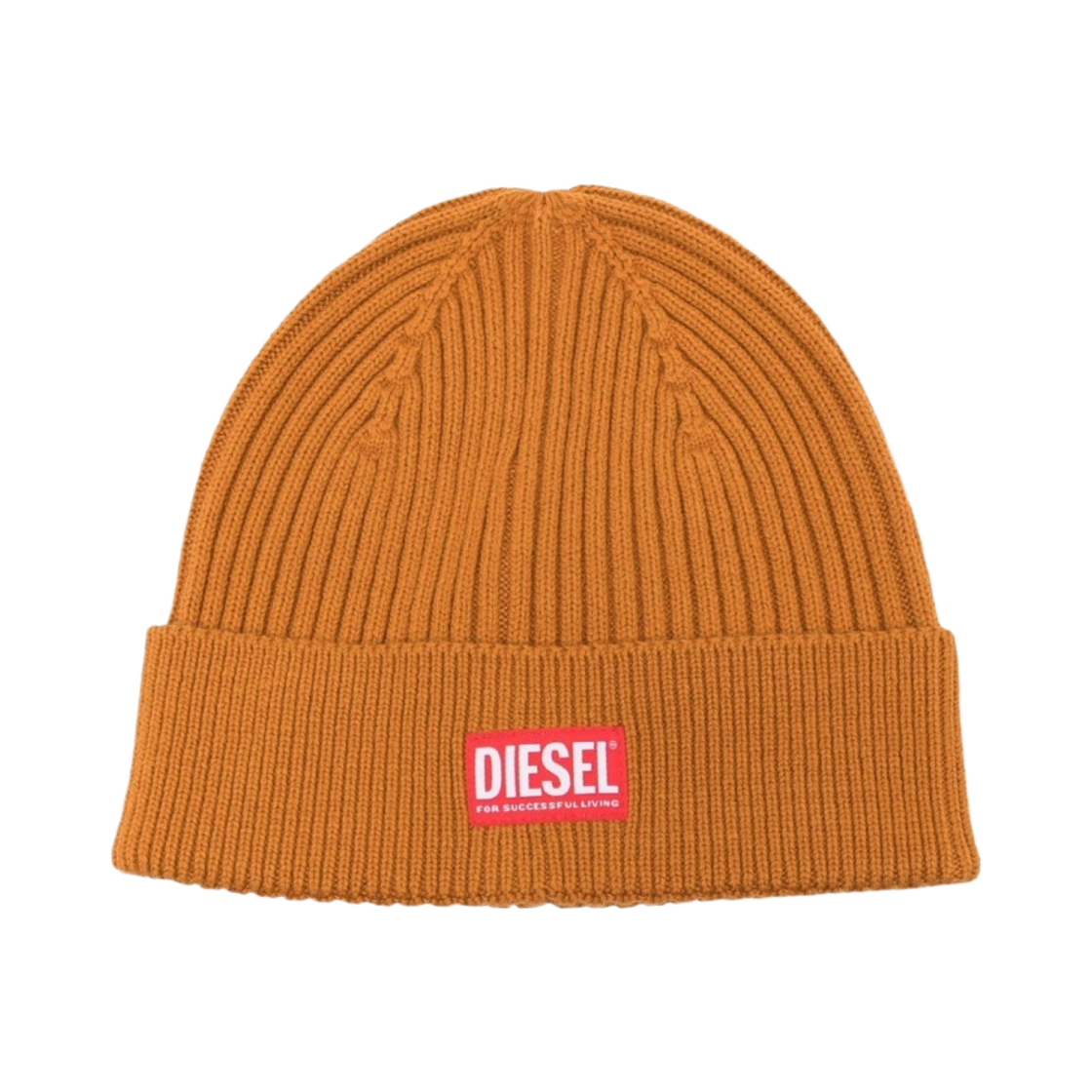 디젤 K-코더-H 2X2 립드 비니 로고 패치 브라운(Diesel K-Coder-H 2X2 Ribbed Beanie with Logo Patch Brown) - 1