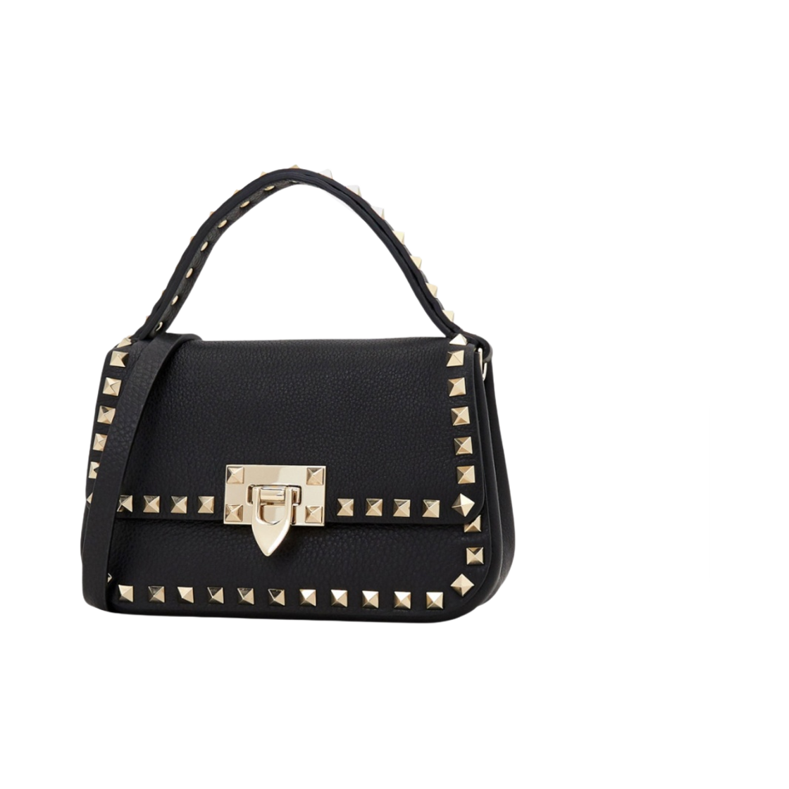 발렌티노 스몰 락스터드 그레이니 카프스킨 핸드백 블랙(Valentino Small Rockstud Grainy Calfskin Handbag Black) - 1