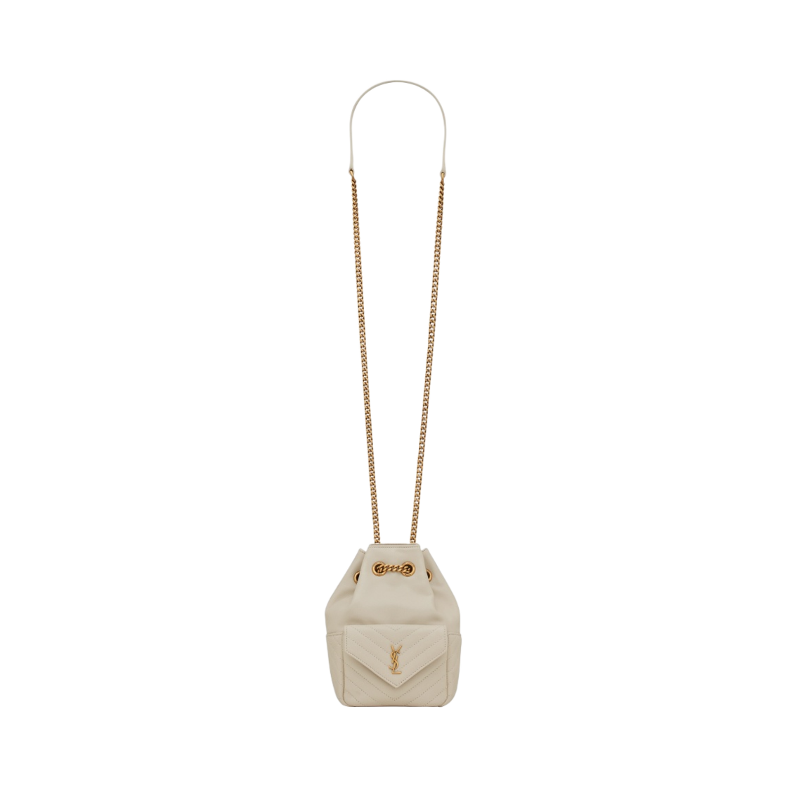 생로랑 퀼티드 램스킨 조 미니 버킷백 블랑 빈티지(Saint Laurent Joe Mini Bucket Bag in Quilted Lambskin Blanc Vintage) - 1