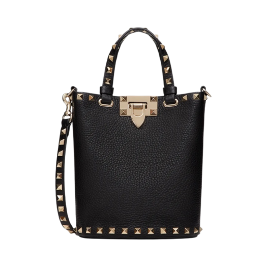 Valentino Rockstud Crossbody Pouch in Grainy Calfskin Black