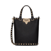 Valentino Rockstud Crossbody Pouch in Grainy Calfskin Black
