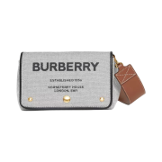 Burberry Small Horseferry Print Cotton Canvas Crossbody Bag Black Tan