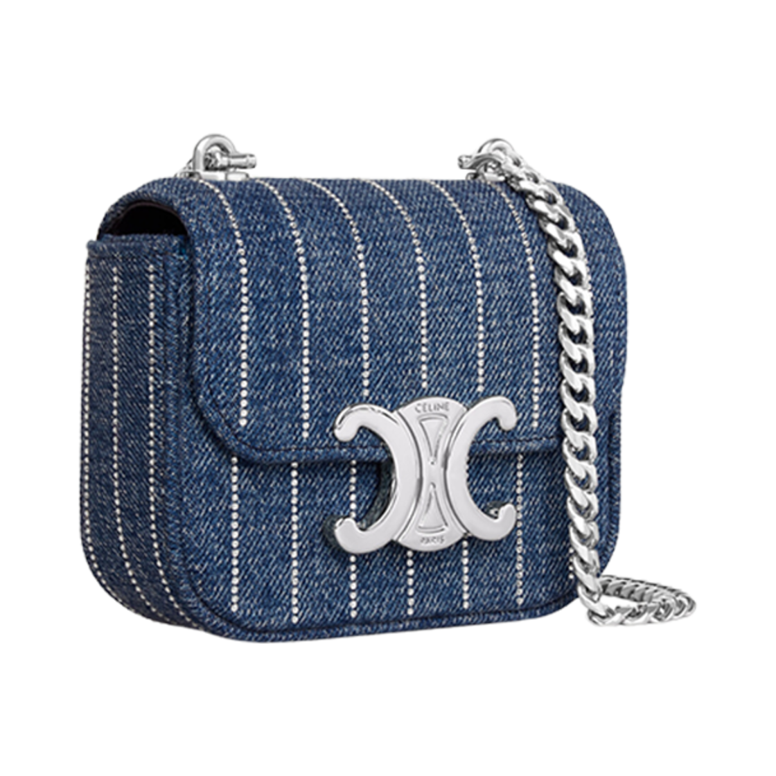 셀린느 미니 체인 클로드 스트라이프 데님 스트라스 데님(Celine Mini Chain Claude in Striped Denim with Strass Denim) - 2