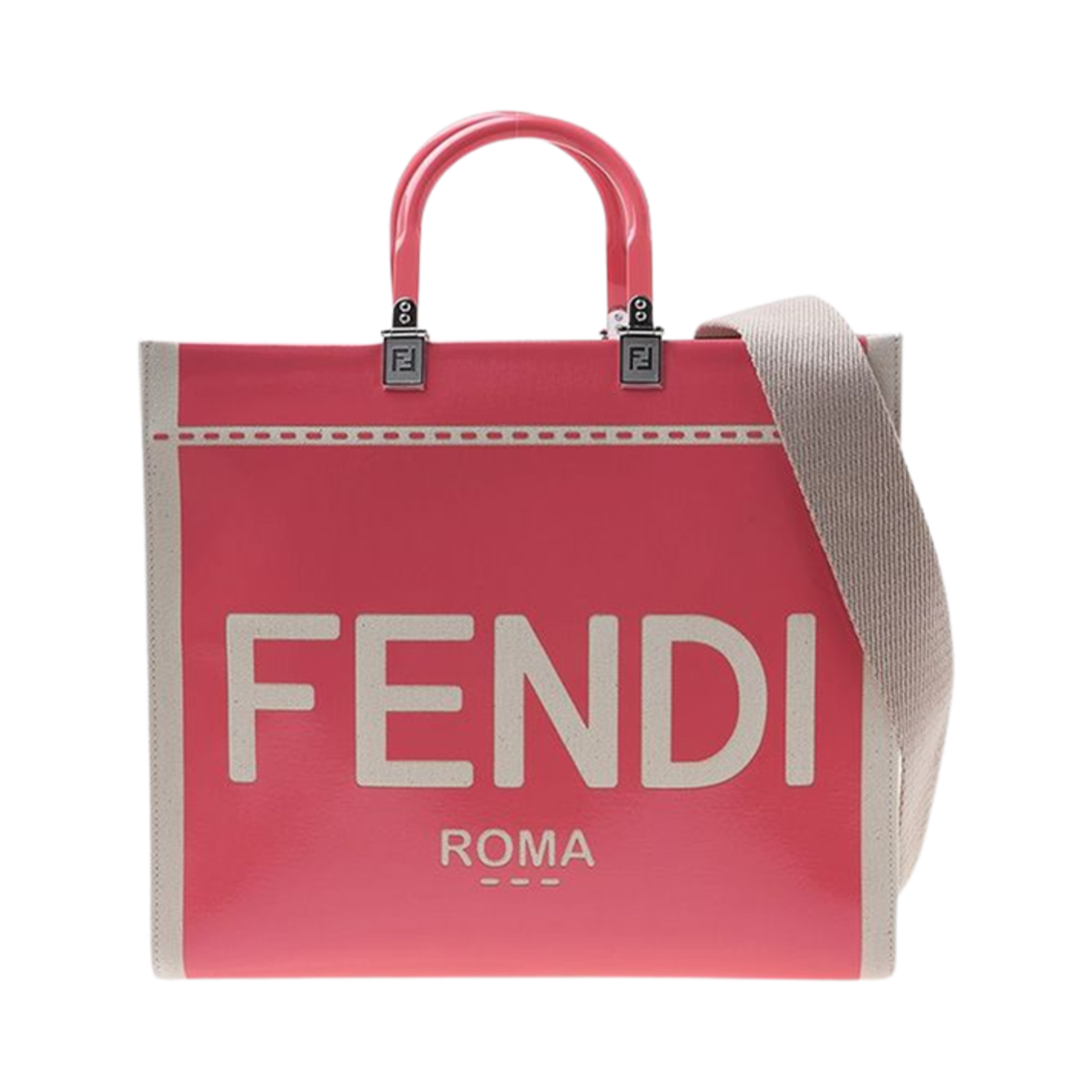 펜디 선샤인 미디움 캔버스 페이턴트 레더 쇼퍼백 내츄럴 핑크(Fendi Sunshine Medium Canvas Patent Leather Shopper Bag Natural Pink) - 1