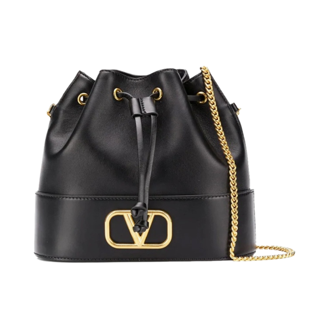 P0T83HPF0NO Valentino Vlogo Signature Nappa Mini Bucket Bag with Chain Black