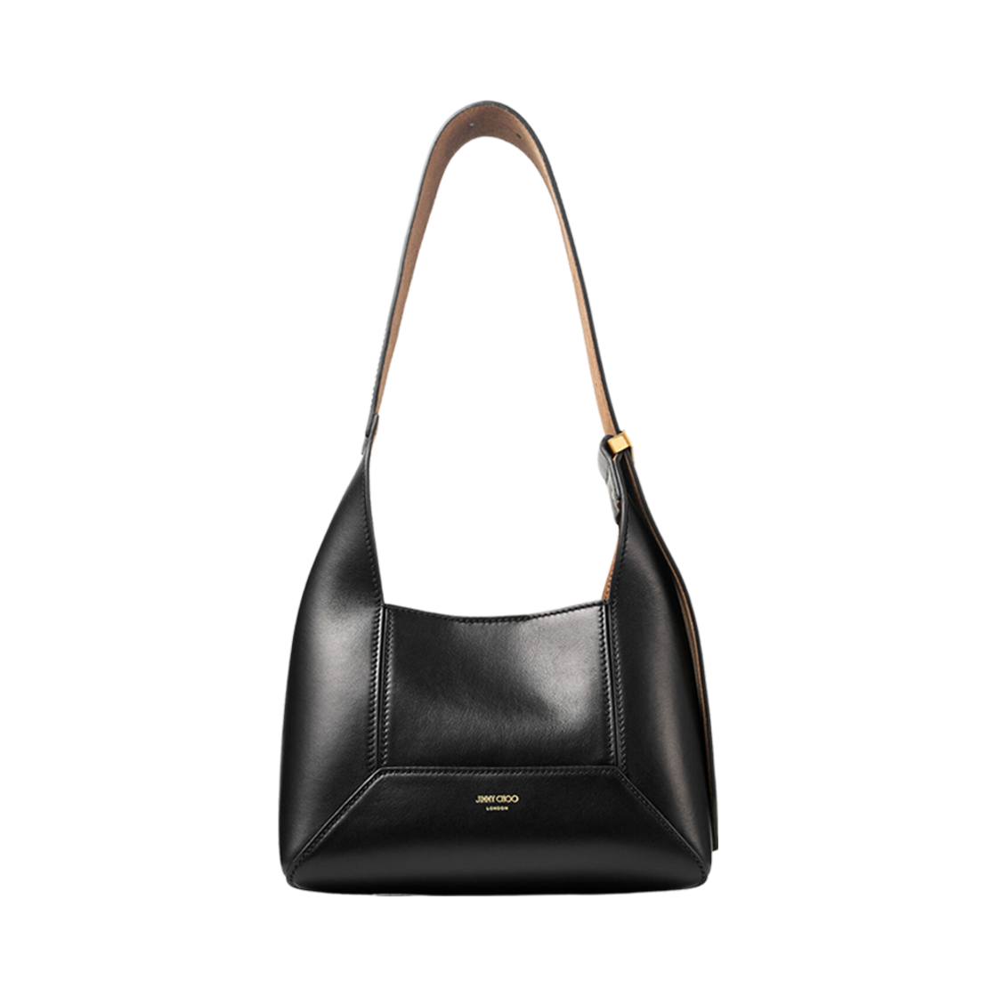 DIAMONDHOBOSHUT000034 Jimmy Choo Diamond Hobo S Leather Shoulder Bag Black Gold