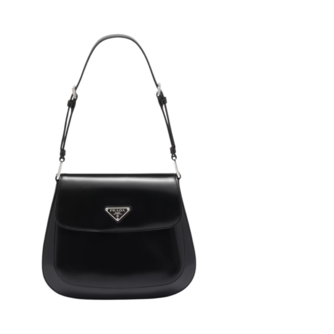 프라다 플랩 클레오 브러쉬드 레더 숄더백 블랙(Prada Cleo Brushed Leather Shoulder Bag with Flap Black)