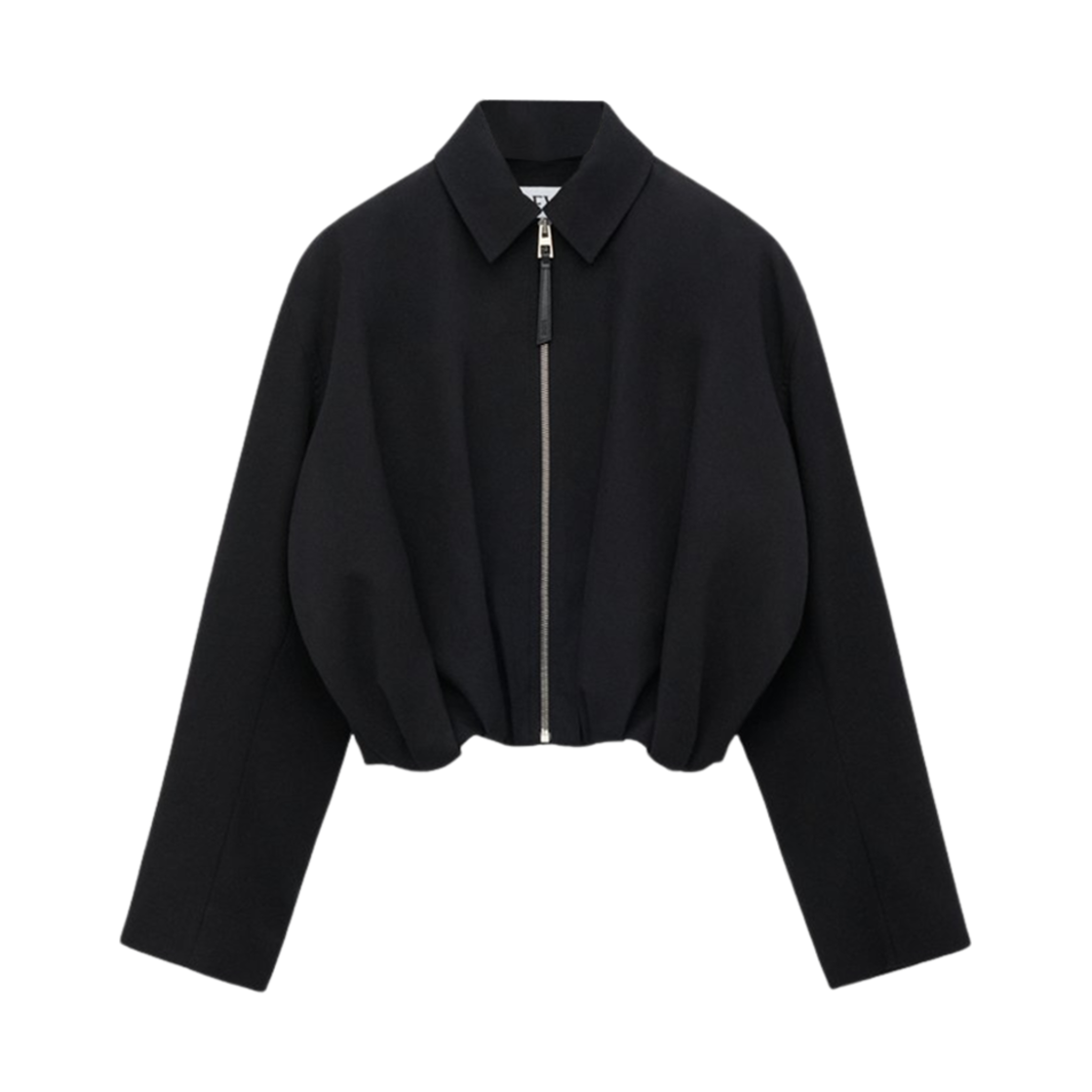 (W) 로에베 드레이프 코튼 실크 자켓 블랙((W) Loewe Draped Cotton Silk Jacket Black)