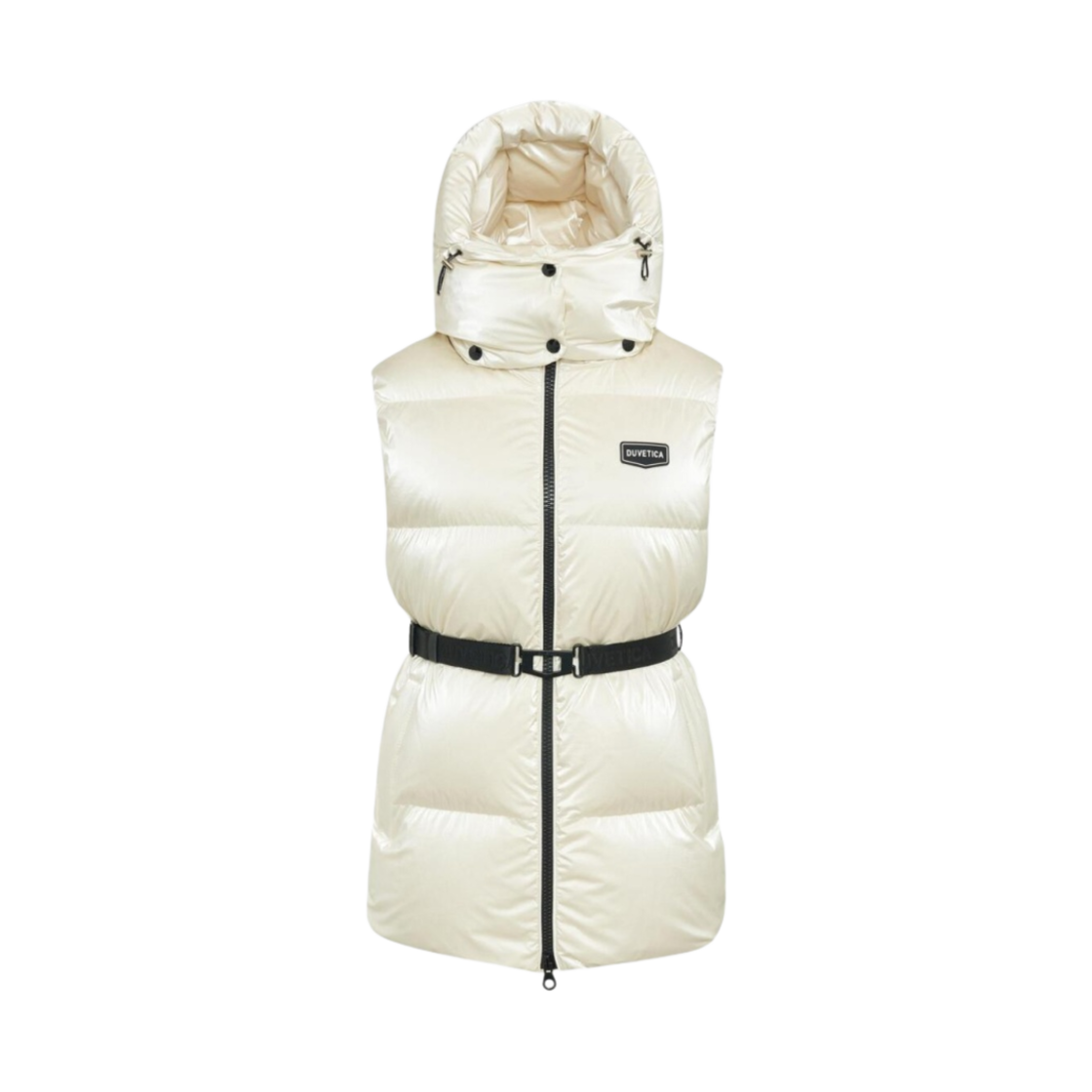 (W) 듀베티카 알로로 페미닌 벨티드 미디 랭스 베스트 크림((W) Duvetica Alloro Feminine Belted Midi Length Vest Cream)