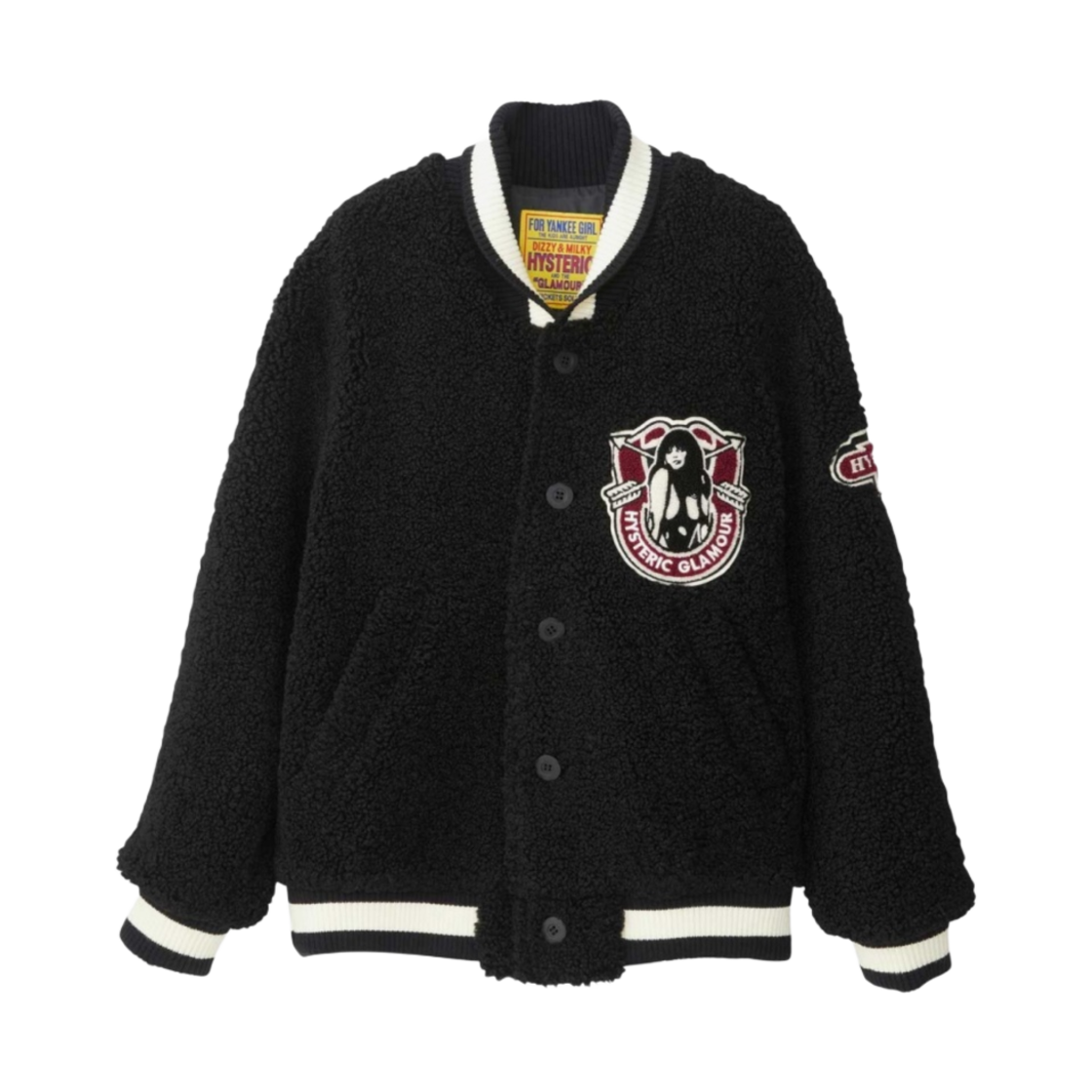 (W) 히스테릭 글래머 히스테릭 칼리지 엠블럼 스타디움 자켓 블랙((W) Hysteric Glamour Hysteric College Emblem Stadium Jacket Black) - 1