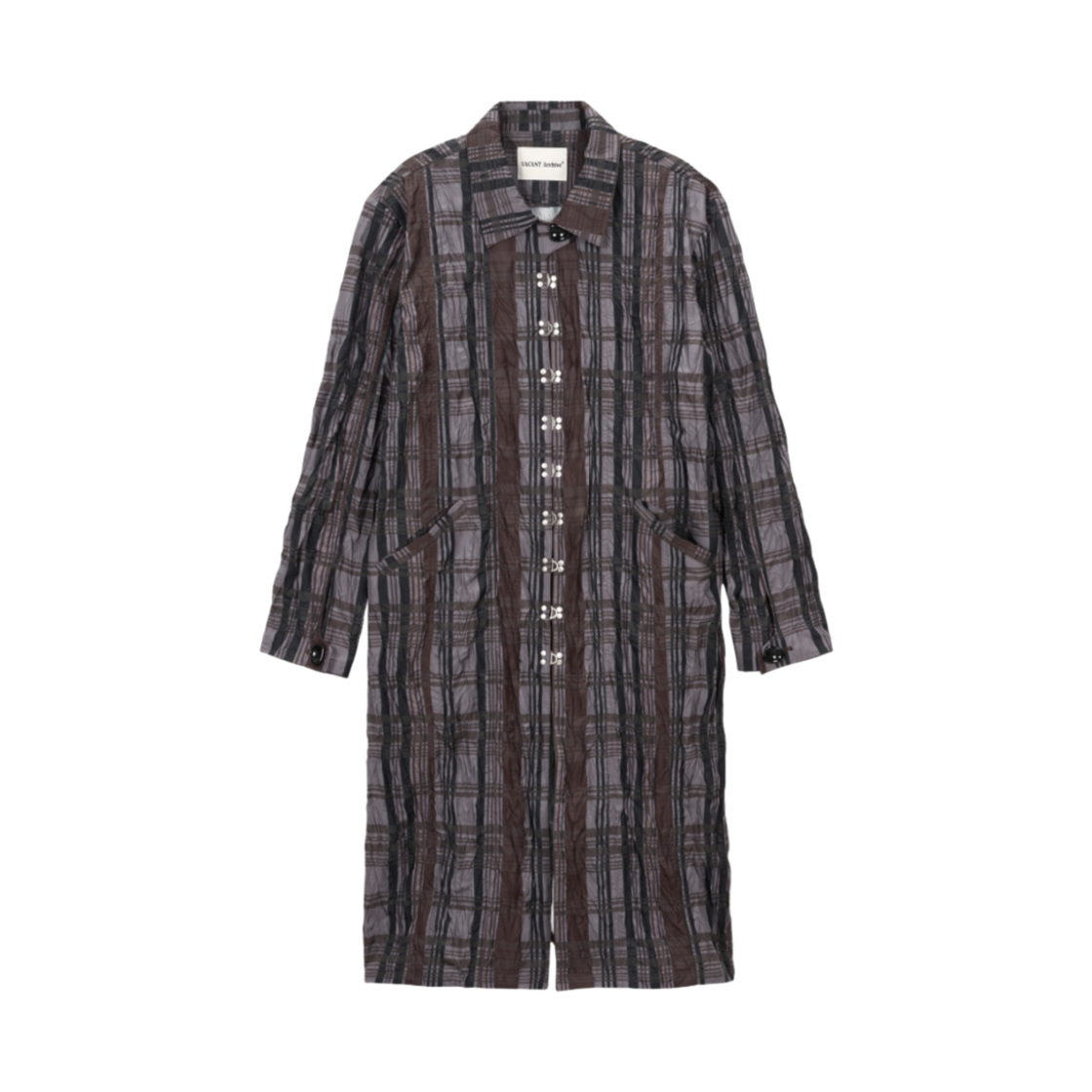 VAK251SS002BK10_04 Vacant Archive Hadid Check Wrinkle Hook Coat  Brown