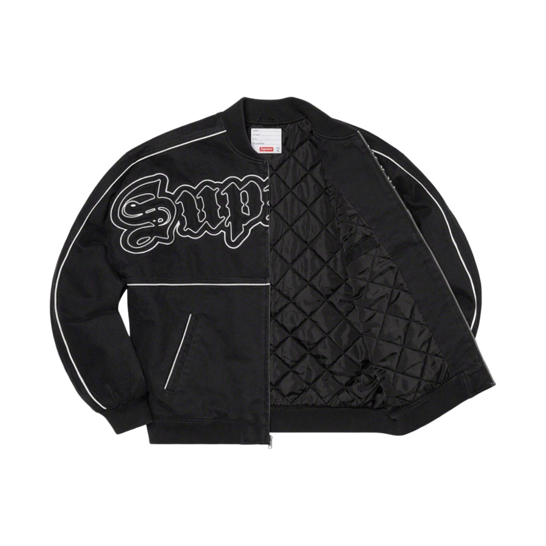 슈프림 트윌 올드 잉글리쉬 바시티 자켓 블랙 - 21SS(Supreme Twill Old English Varsity Jacket Black - 21SS) - 2