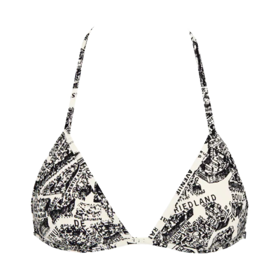 (W) 디올 플랜 드 파리 모티프 비키니 탑 화이트 블랙((W) Dior Bikini Top with Plan de Paris Motif White Black) - 1