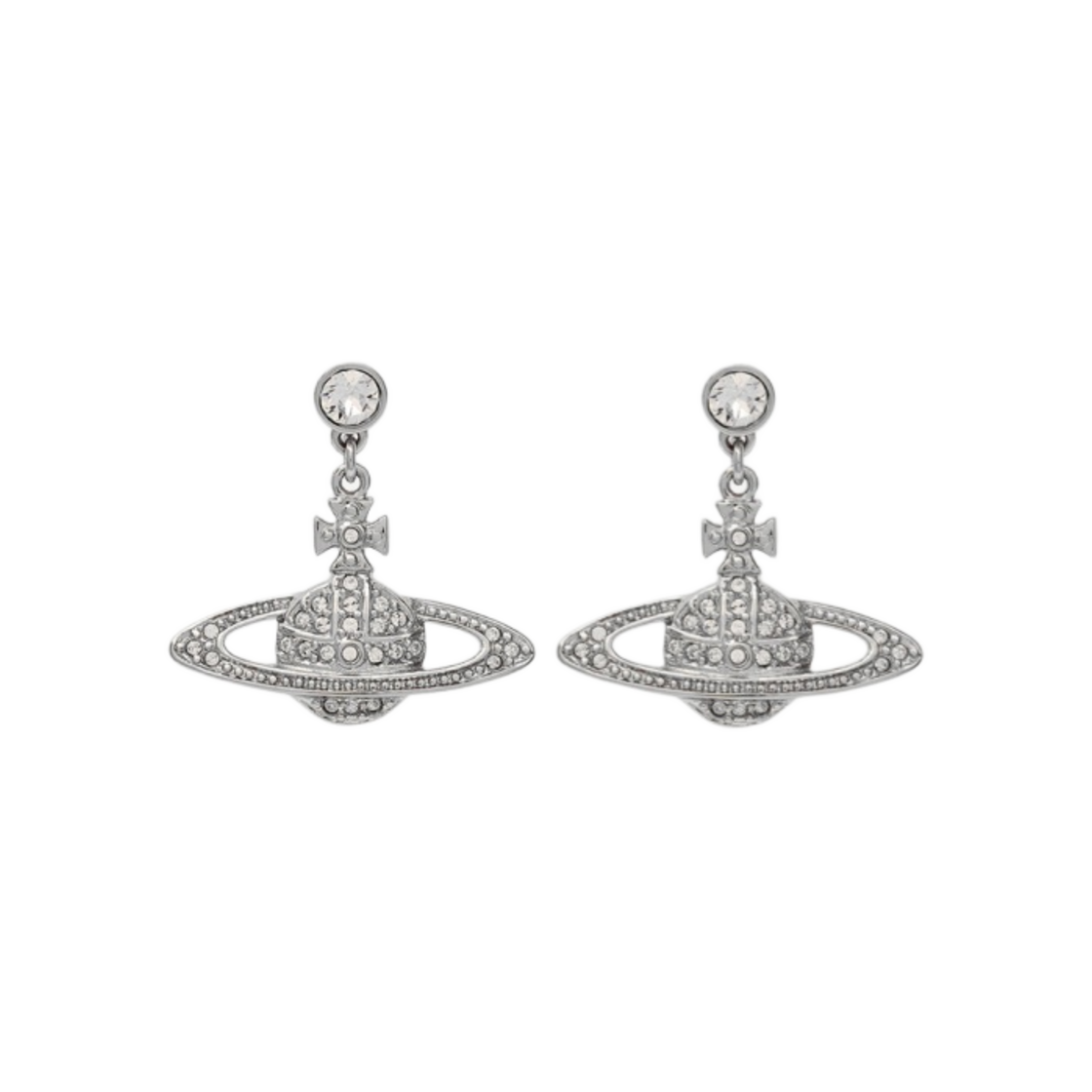 62020025-02P116 (W) Vivienne Westwood Mini Bas Relief Drop Earrings Silver