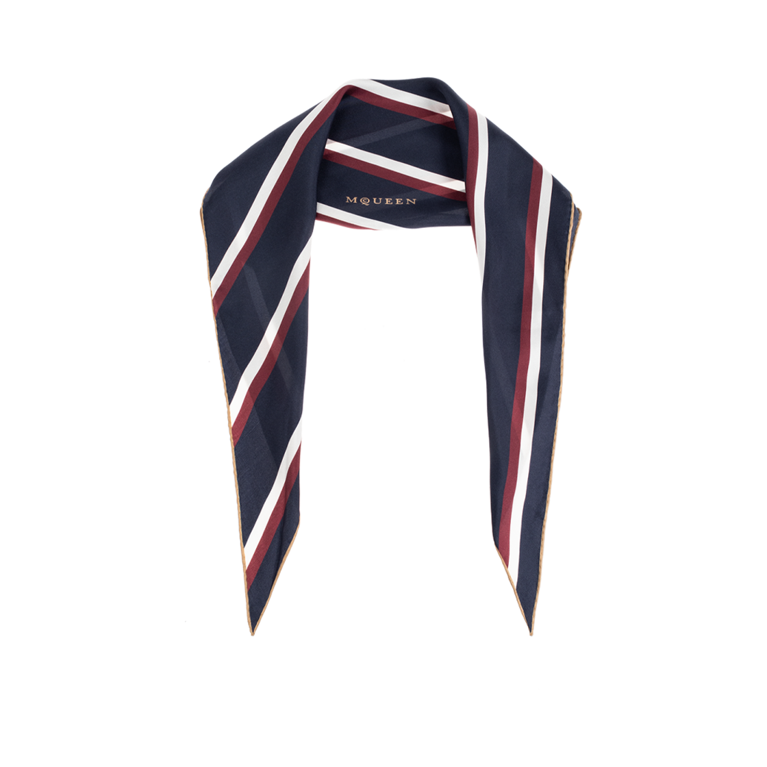8160413001Q4173 Alexander McQueen College Stripe Losange Scarf Navy Blue
