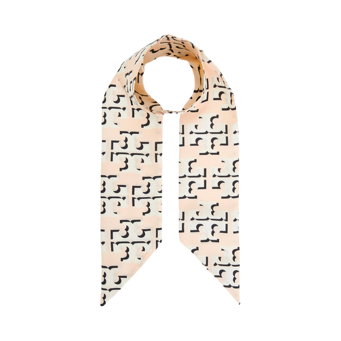 160519-650 (W) Tory Burch Offset Logo Ribbon Tie Pink Beige