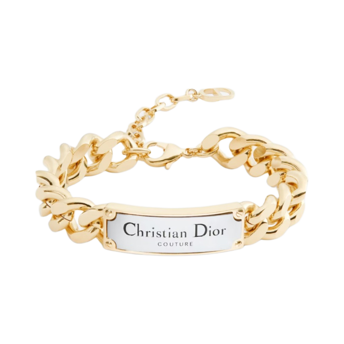 디올 크리스찬 디올 꾸뛰르 체인 링크 브레이슬릿 골드 실버 피니쉬 브래스(Dior Christian Dior Couture Chain Link Bracelet Gold Silver Finish Brass) - 1