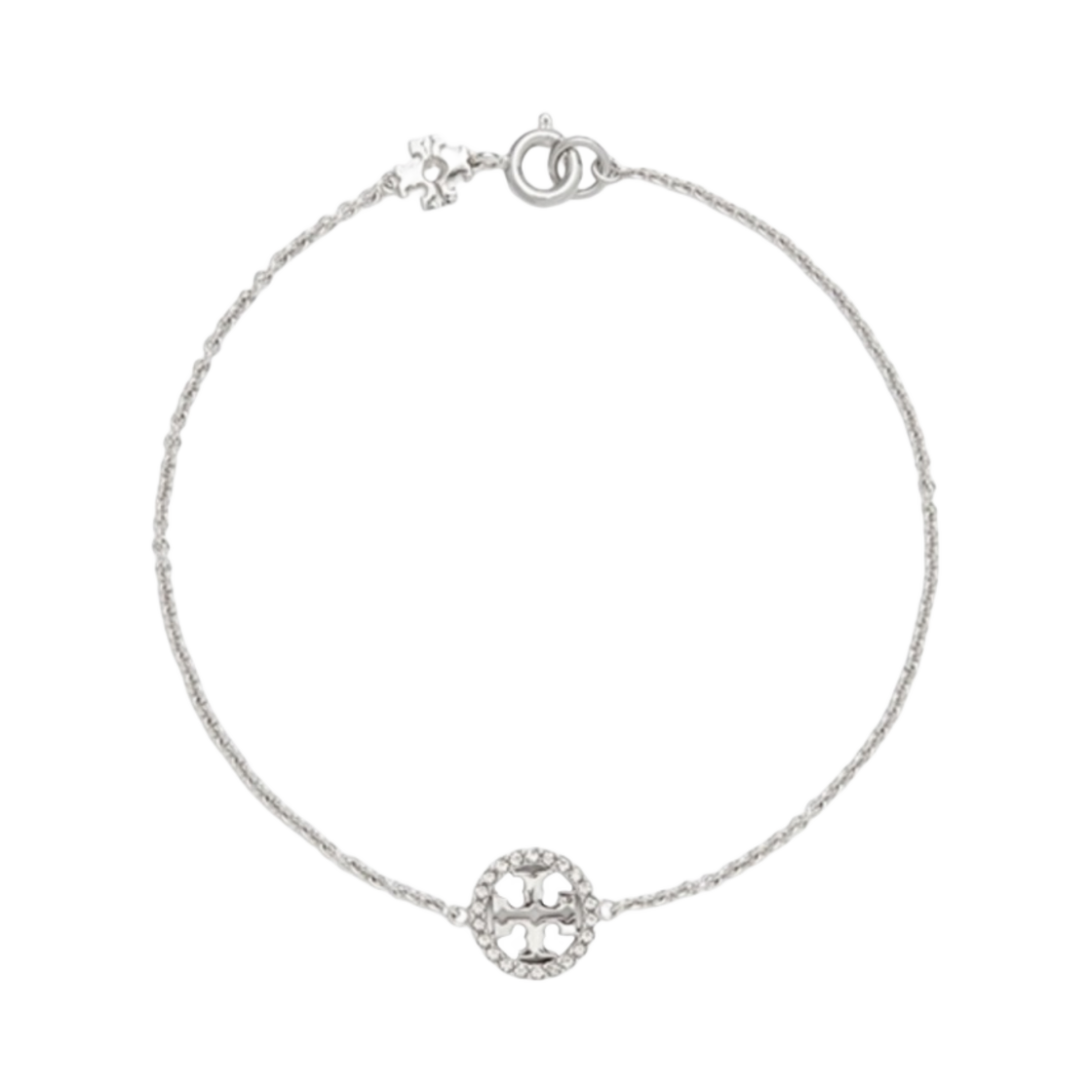 (W) 토리버치 밀러 파베 체인 브레이슬릿 토리 실버 크리스탈((W) Tory Burch Miller Pave Chain Bracelet Tory Silver Crystal)