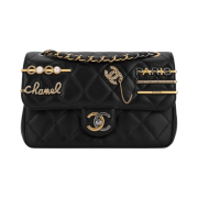 Chanel Small Flap Bag Lambskin & Gold Black