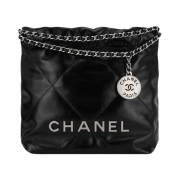 Chanel 22 Mini Handbag Calfskin & Silver Black