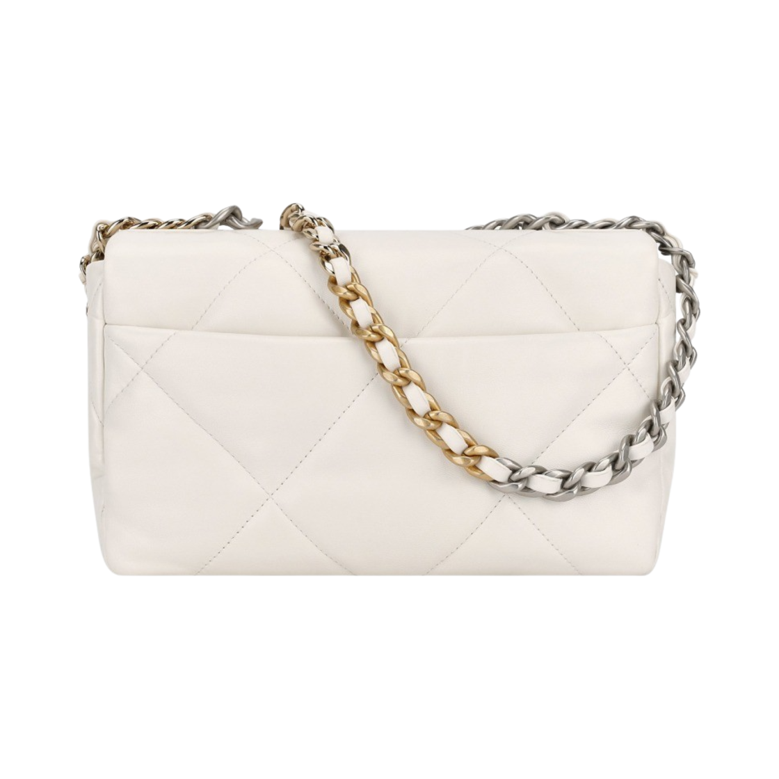 AS1160-B07327-10601 Chanel Medium 19 Handbag Lambskin & Silver White - #2