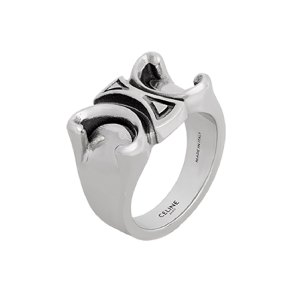 셀린느 산 오노프레 청키 트리옹프 링 브라스 로듐 피니시 실버(Celine San Onofre Chunky Triomphe Ring in Brass with Rhodium Finish Silver) - 2