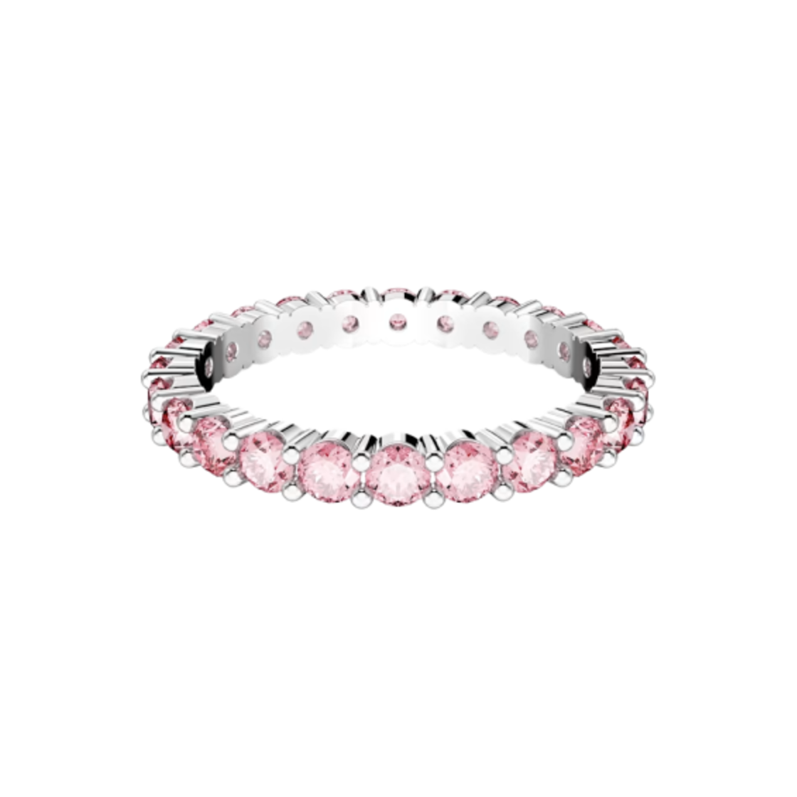 (W) 스와로브스키 매트릭스 링 라운드 컷 핑크 로듐 플래팅((W) Swarovski Matrix Ring Round Cut Pink Rhodium Plated) - 1