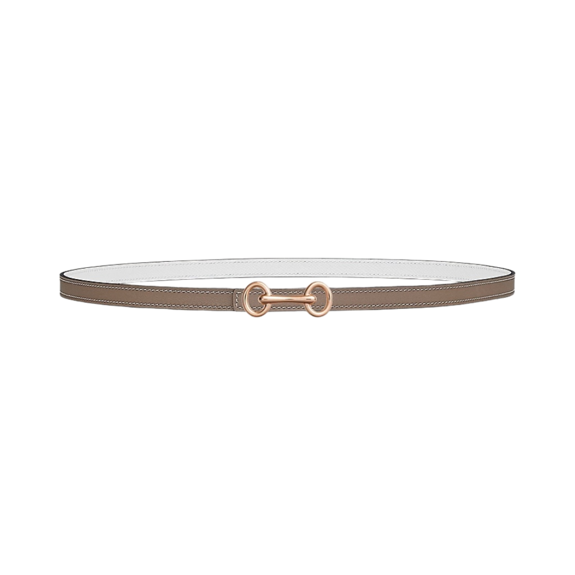 (W) 에르메스 헤리티지 벨트 버클 & 리버서블 가죽 스트랩 13mm & 핑크 골드 에뚜쁘 블랑((W) Hermes Heritage Belt Buckle & Reversible Leather Strap 13mm & Pink Gold Etoupe Blanc) - 1