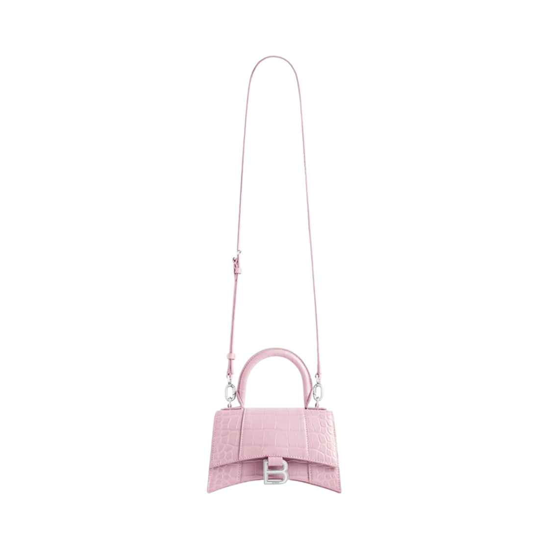 발렌시아가 아워글래스 XS 핸드백 크로커다일 엠보스 핑크(Balenciaga Hourglass XS Handbag Crocodile Embossed Pink) - 4