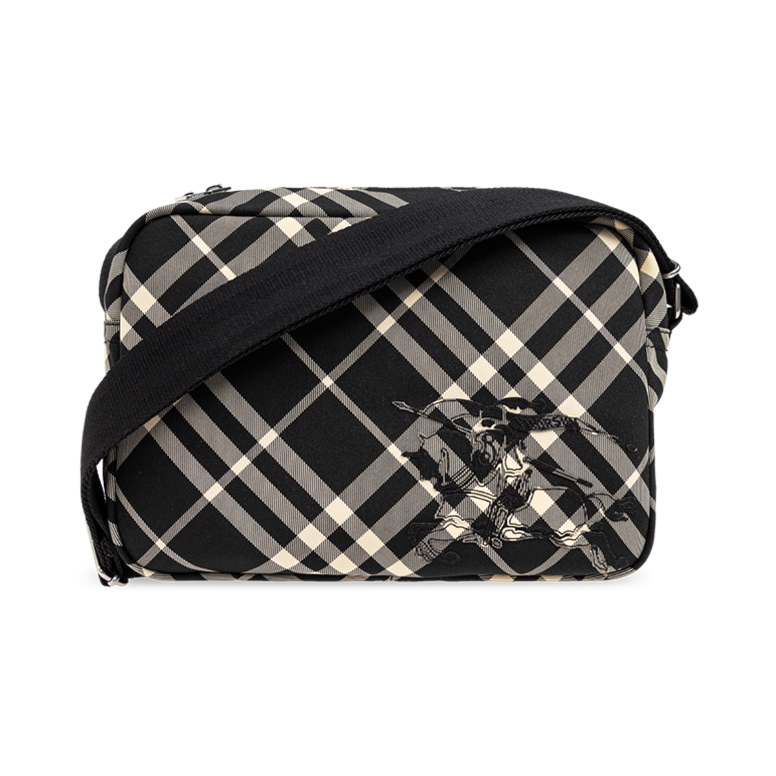 버버리 EKD 아플리케 체크 크로스바디백 블랙(Burberry EKD Applique Checked Crossbody Bag Black) - 1