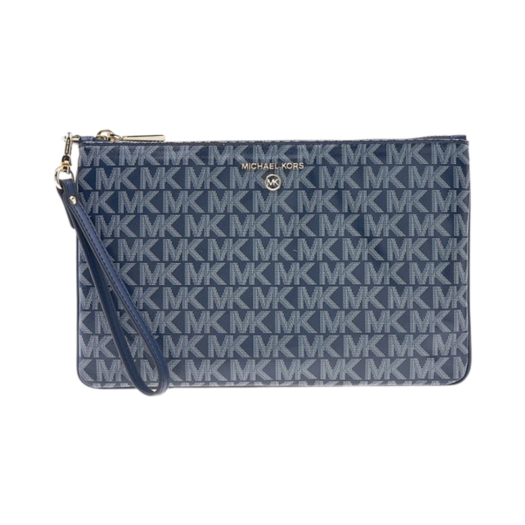 34S3GT9W3V406 Michael Kors Logo Clutch Navy