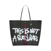 Balenciaga x Gucci The Hacker Project Graffiti Large Tote Bag Black Coated Canvas