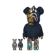 Bearbrick x BAPE Legacy Camo Shark 100% & 400% Set Navy