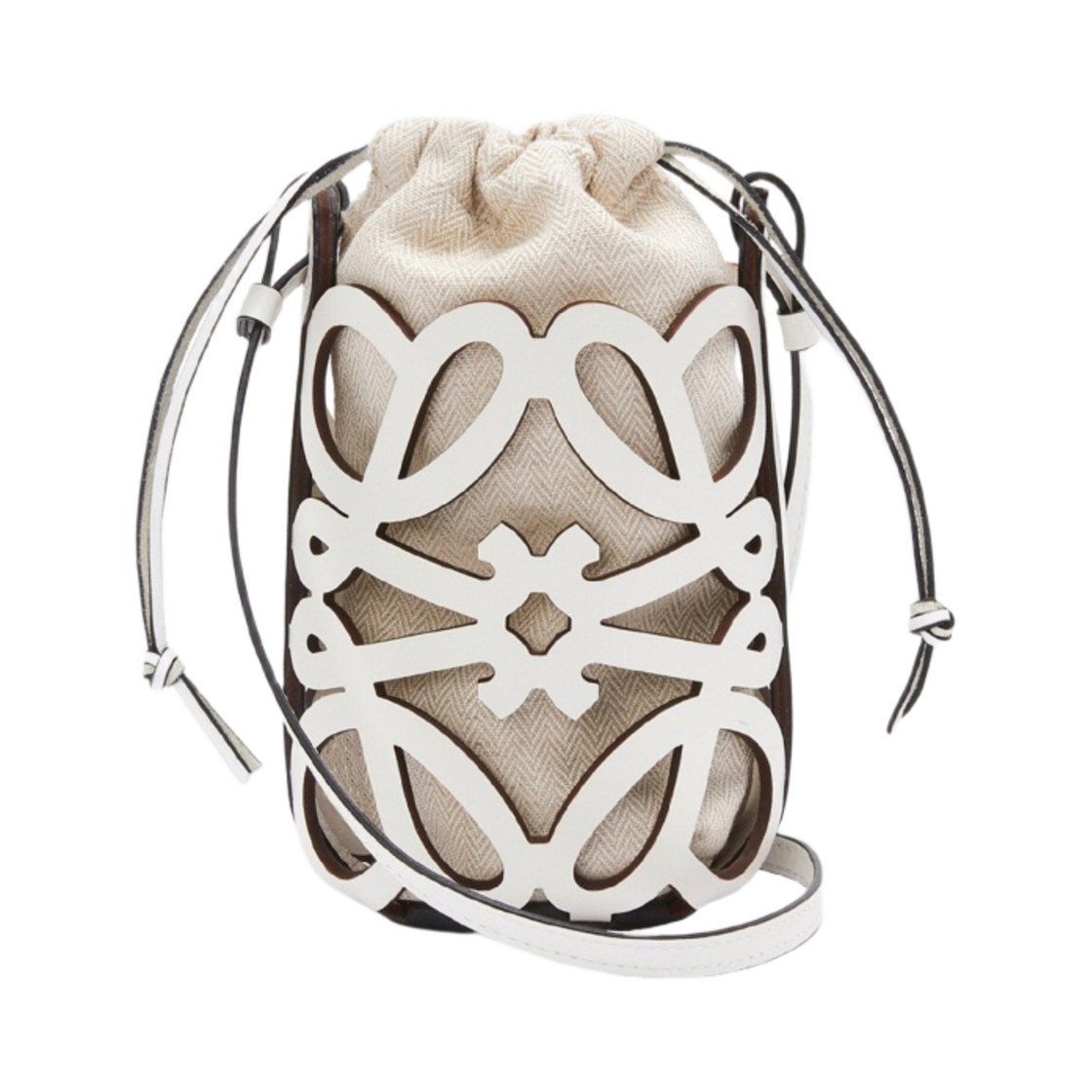 로에베 아나그램 컷 아웃 포켓 클래식 카프스킨 앤 캔버스 화이트 에크루(Loewe Anagram Cut-Out Pocket in Classic Calfskin and Canvas White Ecru) - 1