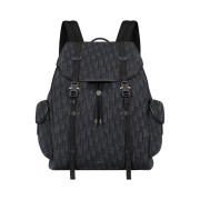 Dior Hit The Road Backpack with Flap Dior Oblique Jacquard and Grained Calfskin Black