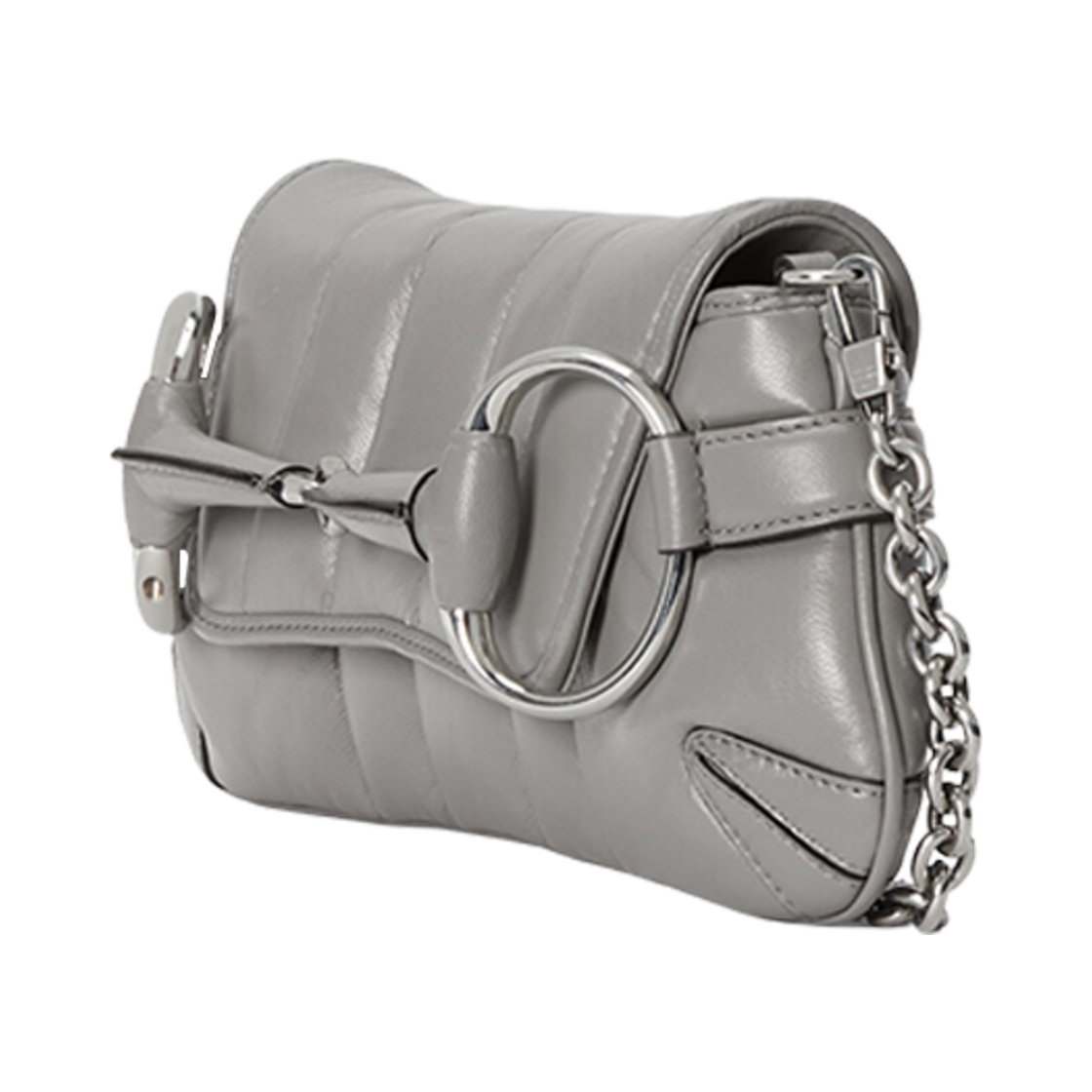 구찌 홀스빗 체인 스몰 숄더백 그레이 레더(Gucci Horsebit Chain Small Shoulder Bag Grey Leather) - 2
