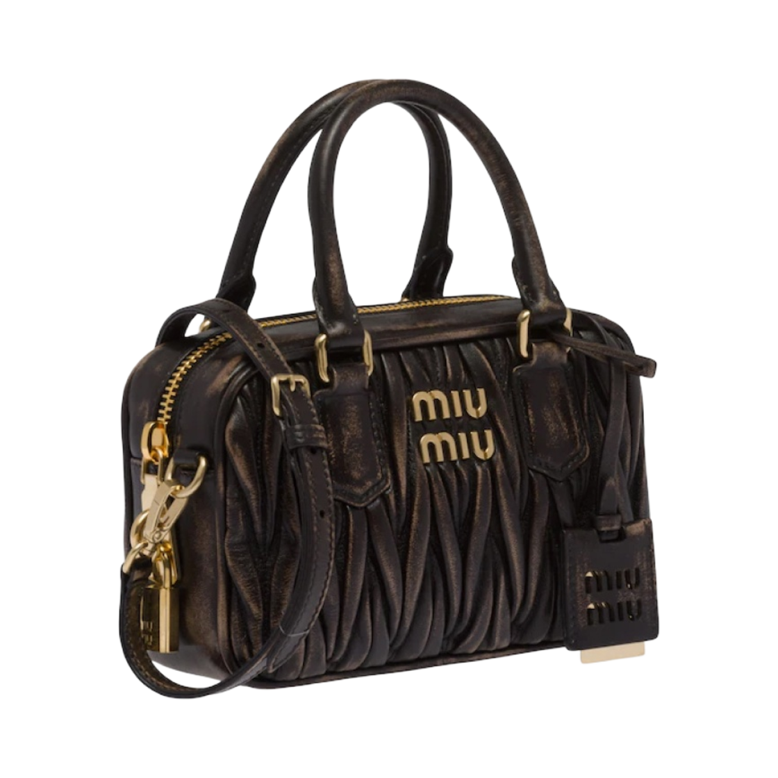 미우 미우 마테라쎄 나파 가죽 탑 핸들백 샌드 커피(Miu Miu Matelasse Nappa Leather Top Handle Bag Sand Coffee) - 2